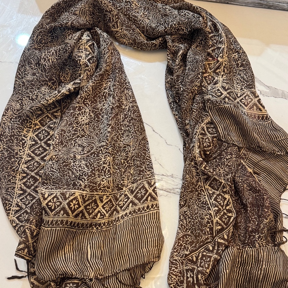INTERMIX Brown and Cream Patterned Scarf